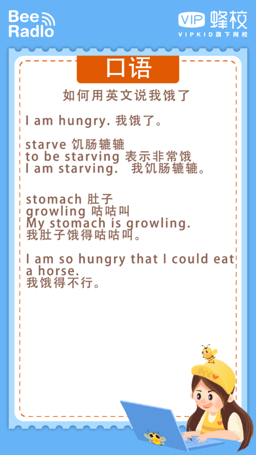 “我很饿”用英语怎吗说？他为什么饿呢英语